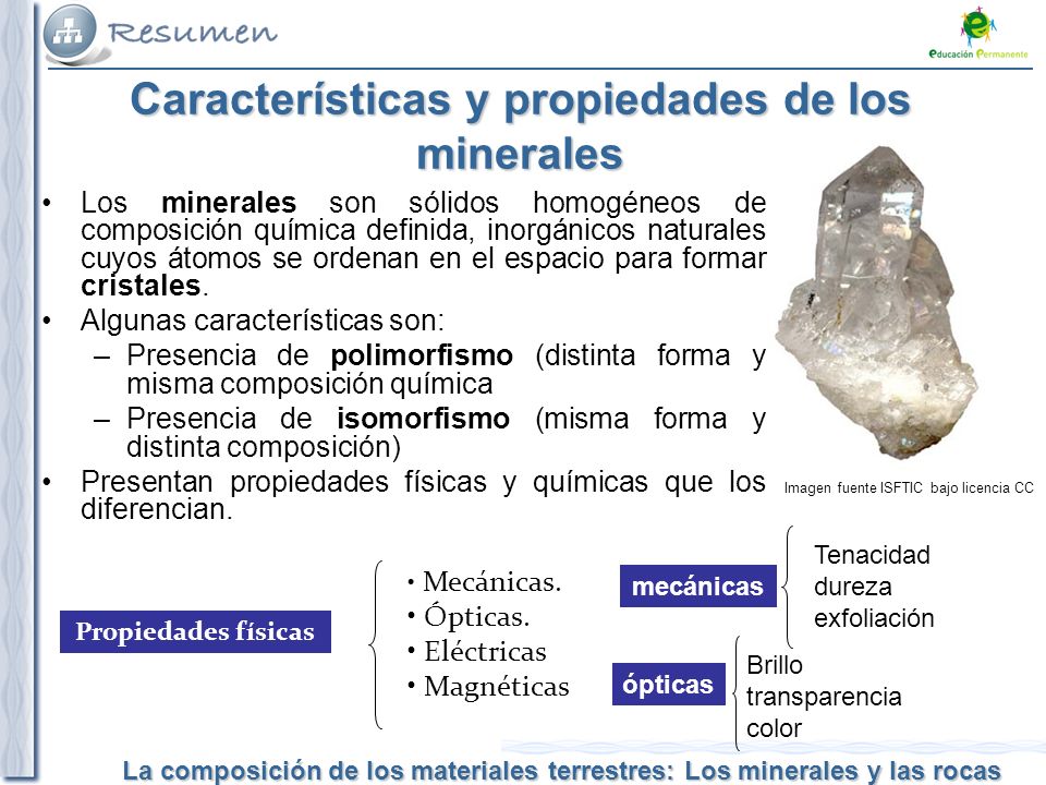 Caracter sticas de los minerales Composici n de los minerales
